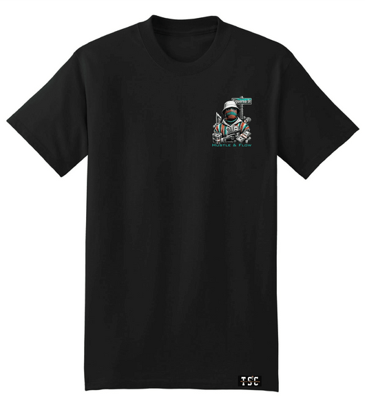 Black Crewneck Streetwear Hustle and Flow T-shirt