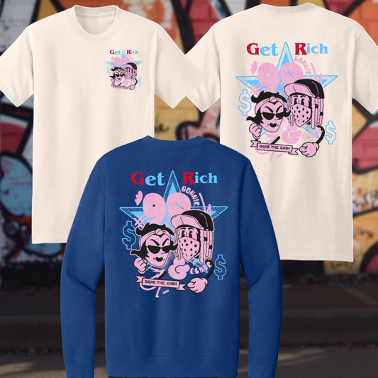 Blue Cartoon Bonnie & Clyde Crewneck Sweater