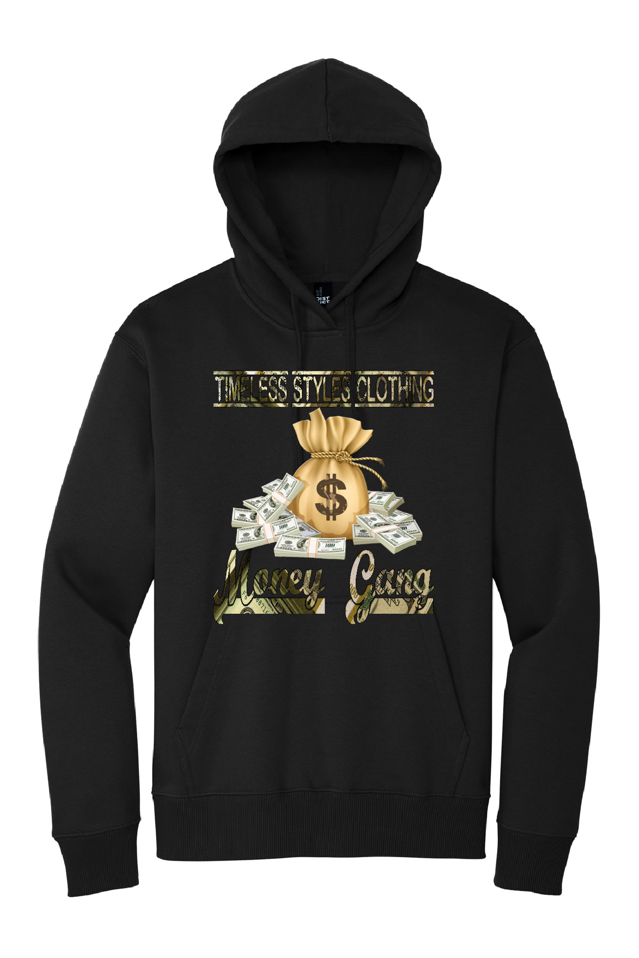 Solid Black Money Gang Fashion 12oz Hoodie