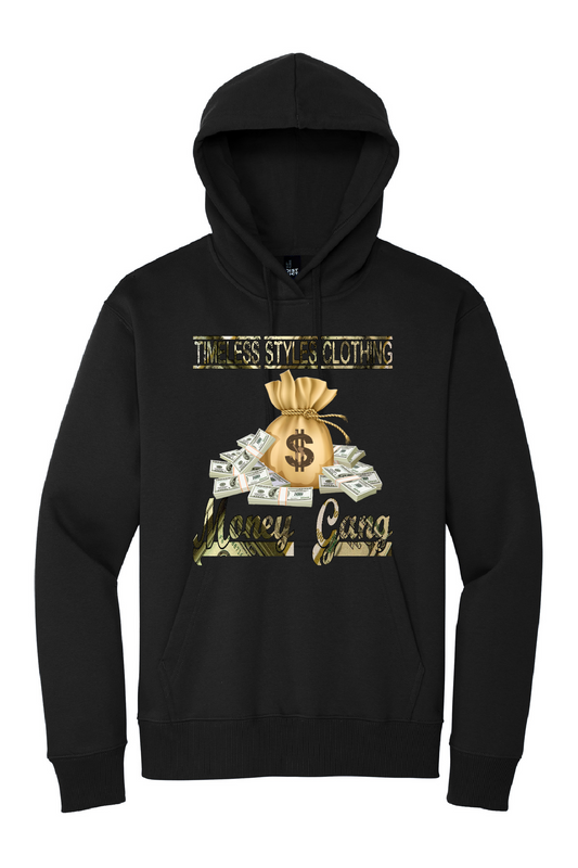 Solid Black Money Gang Fashion 12oz Hoodie