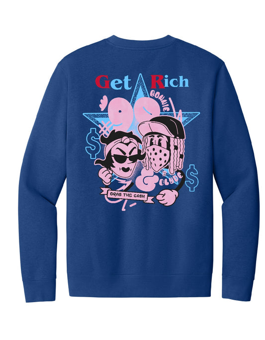 Blue Cartoon Bonnie & Clyde Crewneck Sweater