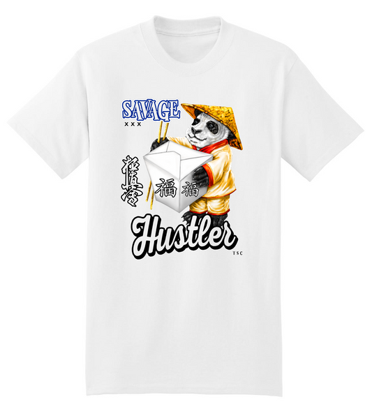 Street Wear Oversize Savage Hustler white T-shirt