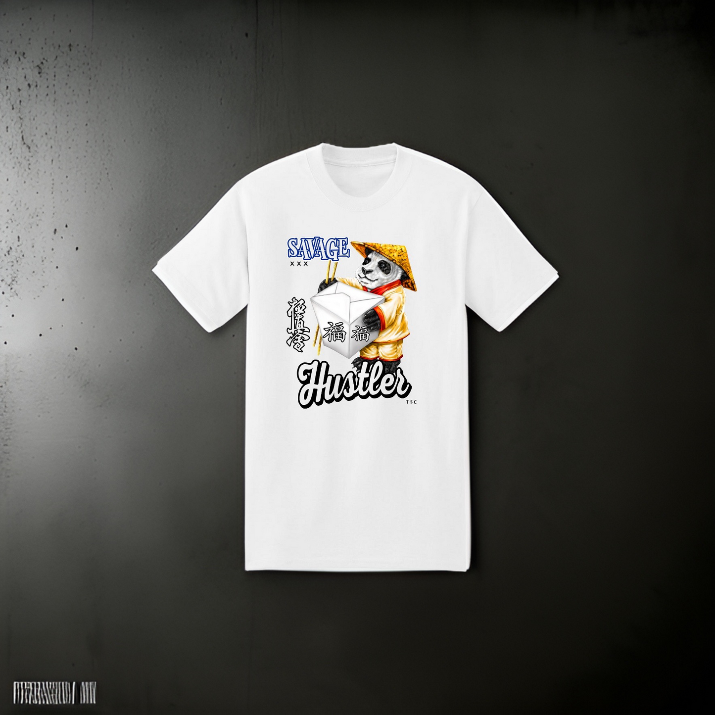 Street Wear Oversize Savage Hustler white T-shirt