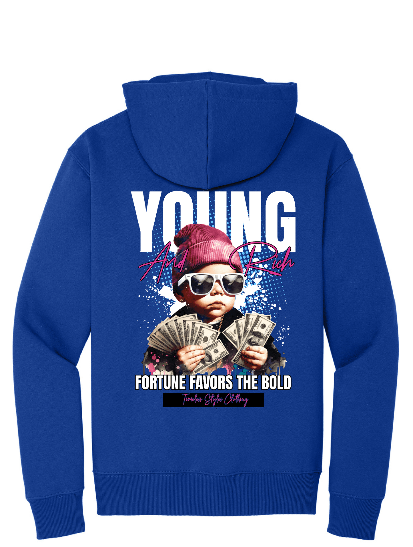 Royal Blue Young and Rich TSC Hoodie – TruGenX Timeless Streetwear 12oz 405 GSM