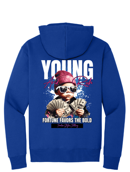 Royal Blue Young and Rich TSC Hoodie – TruGenX Timeless Streetwear 12oz 405 GSM