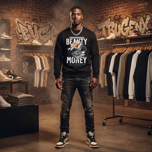Black Beauty Fleece Sweatshirt – Premium Streetwear by TruGenX Timeless Styles