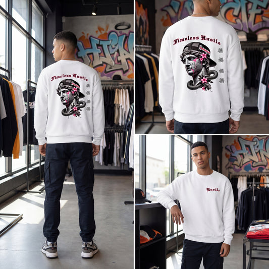 Timeless Hustler White Crewneck
