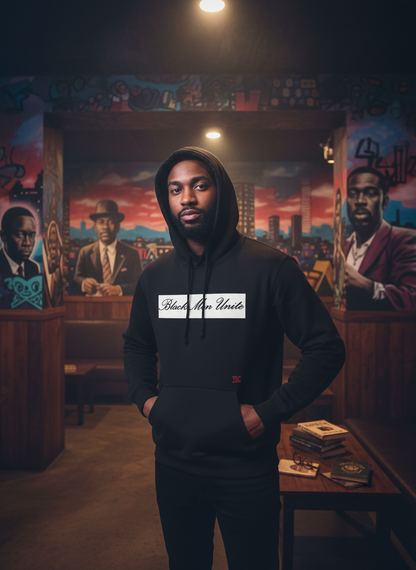 Black Men Unite Premium Black Hoodie – 12oz Heavyweight Streetwear